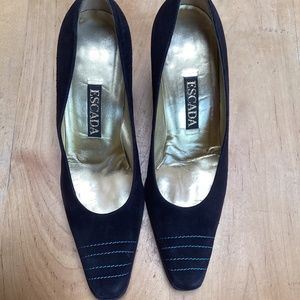 Escada shoe , size 5.5, navy blue and light blue ,excellent condition and 2 inch